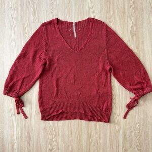 Brochu Walker open knit drawstring sleeve sweater nwot